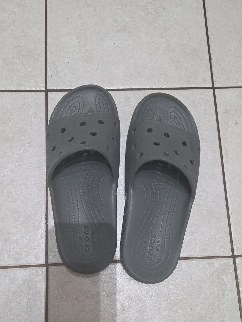 CROCS Men’s Slide Sandals in Dark Gray